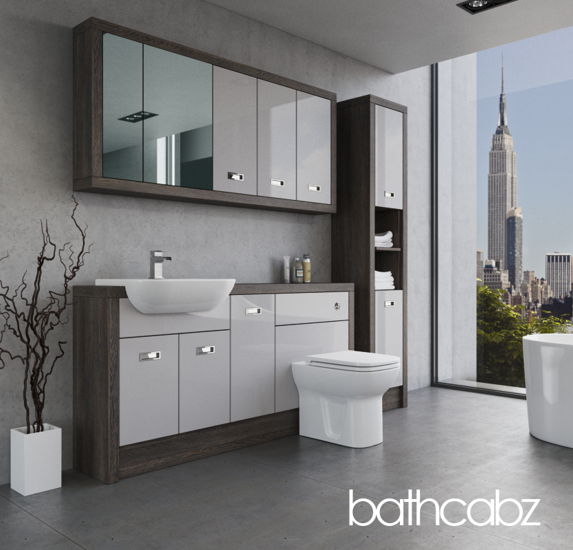 ATHENA NORWICH OAK BASE, WALL & TALL UNIT BATHROOM FITTED FURNITURE