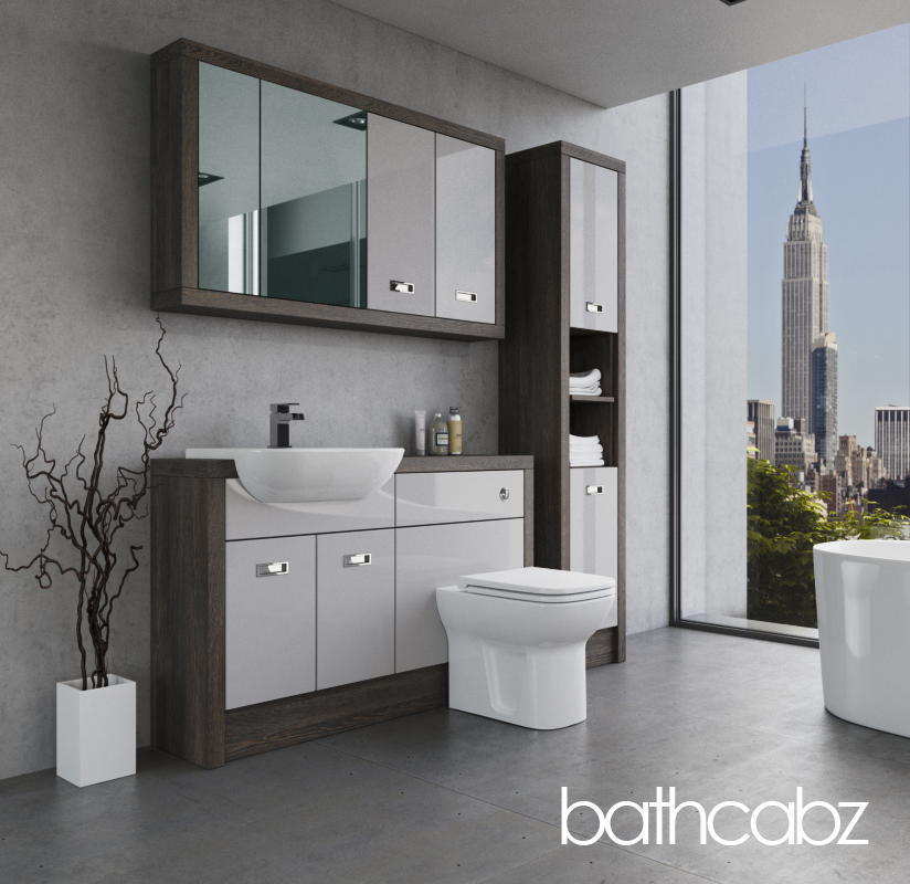 ATHENA NORWICH OAK BASE, WALL & TALL UNIT BATHROOM FITTED FURNITURE