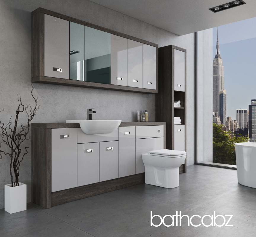 ATHENA NORWICH OAK BASE, WALL & TALL UNIT BATHROOM FITTED FURNITURE