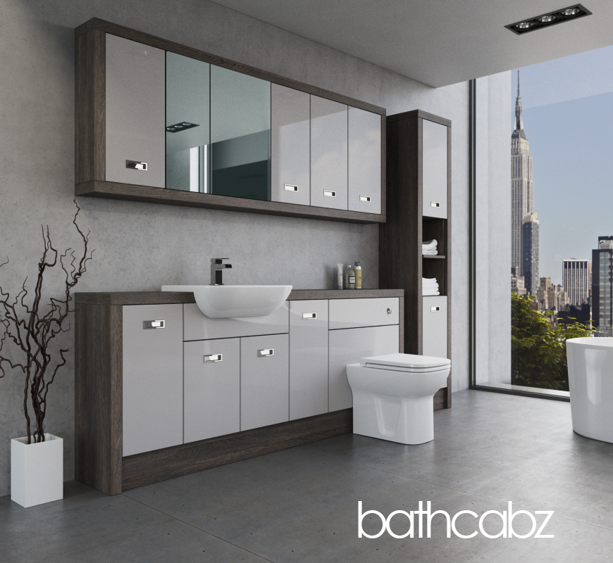 ATHENA NORWICH OAK BASE, WALL & TALL UNIT BATHROOM FITTED FURNITURE