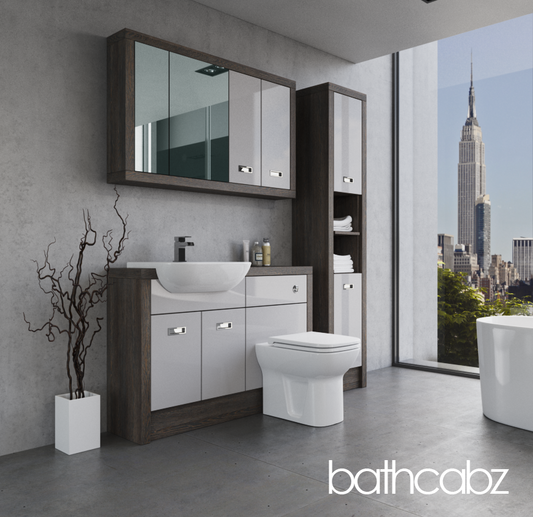 ATHENA NORWICH OAK BASE, WALL & TALL UNIT BATHROOM FITTED FURNITURE
