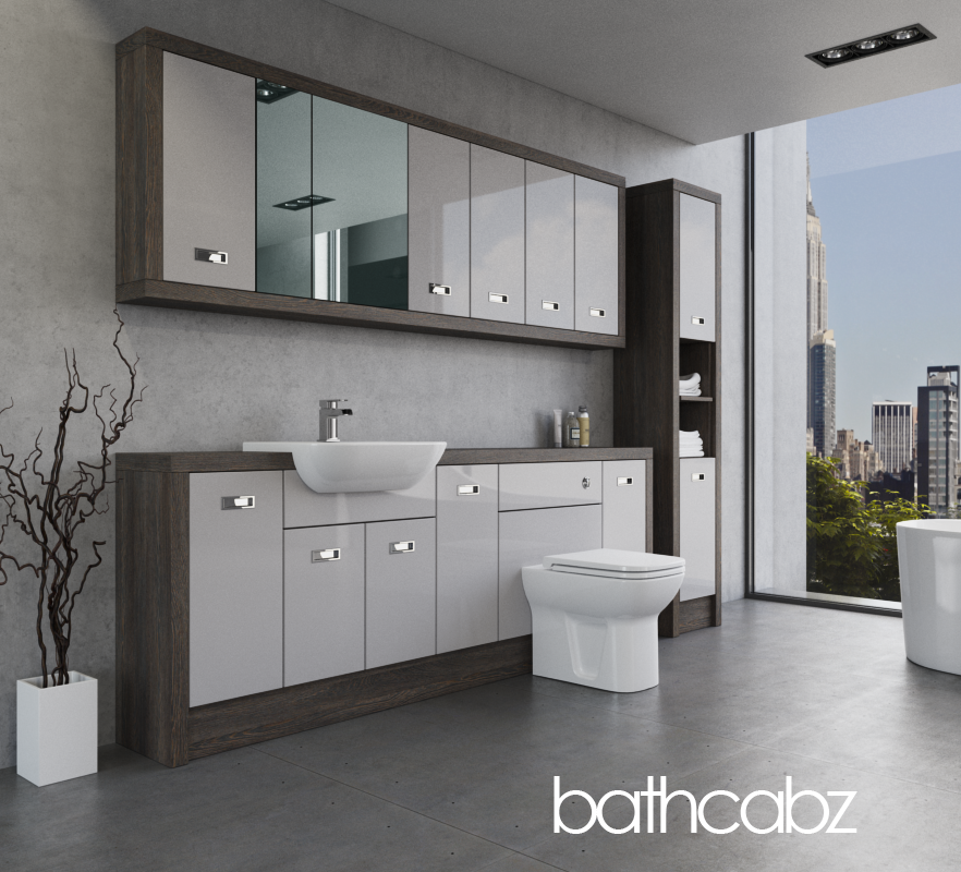 ATHENA NORWICH OAK BASE, WALL & TALL UNIT BATHROOM FITTED FURNITURE