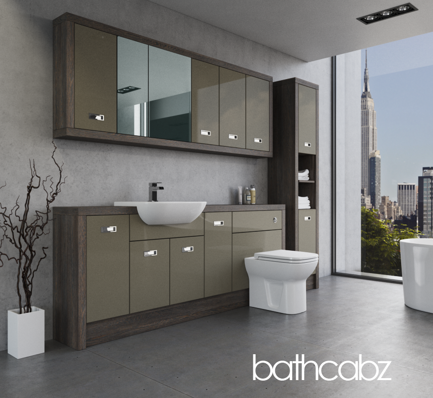 ATHENA NORWICH OAK BASE, WALL & TALL UNIT BATHROOM FITTED FURNITURE