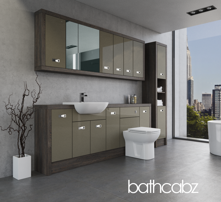 ATHENA NORWICH OAK BASE, WALL & TALL UNIT BATHROOM FITTED FURNITURE