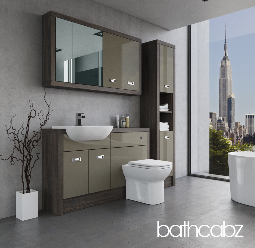 ATHENA NORWICH OAK BASE, WALL & TALL UNIT BATHROOM FITTED FURNITURE