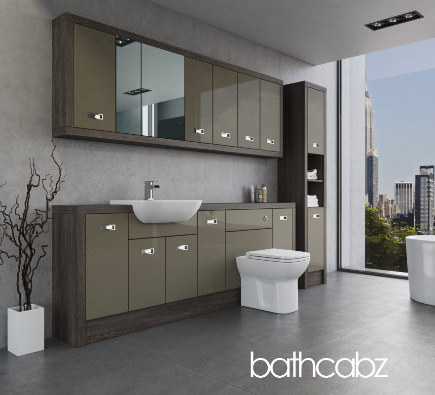 ATHENA NORWICH OAK BASE, WALL & TALL UNIT BATHROOM FITTED FURNITURE