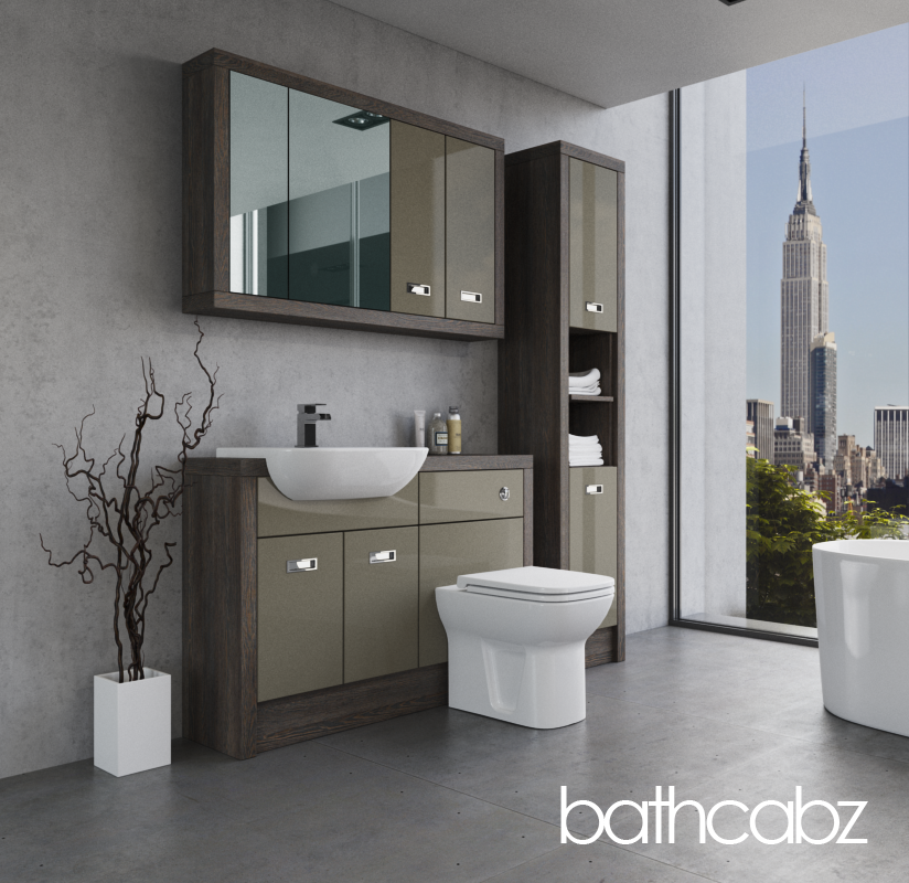 ATHENA NORWICH OAK BASE, WALL & TALL UNIT BATHROOM FITTED FURNITURE