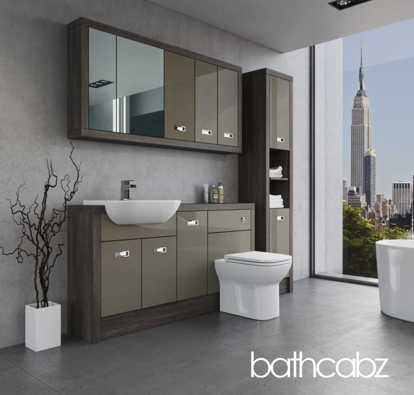 ATHENA NORWICH OAK BASE, WALL & TALL UNIT BATHROOM FITTED FURNITURE
