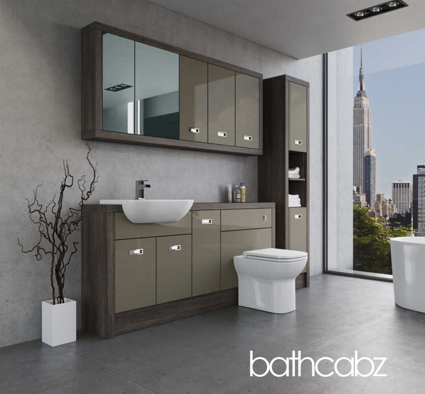 ATHENA NORWICH OAK BASE, WALL & TALL UNIT BATHROOM FITTED FURNITURE