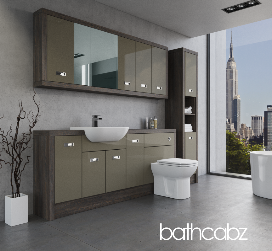 ATHENA NORWICH OAK BASE, WALL & TALL UNIT BATHROOM FITTED FURNITURE