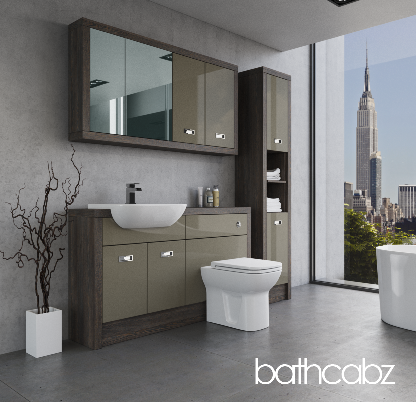 ATHENA NORWICH OAK BASE, WALL & TALL UNIT BATHROOM FITTED FURNITURE