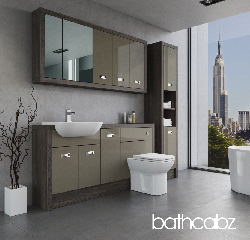 ATHENA NORWICH OAK BASE, WALL & TALL UNIT BATHROOM FITTED FURNITURE