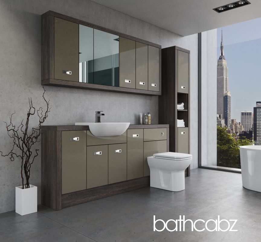 ATHENA NORWICH OAK BASE, WALL & TALL UNIT BATHROOM FITTED FURNITURE