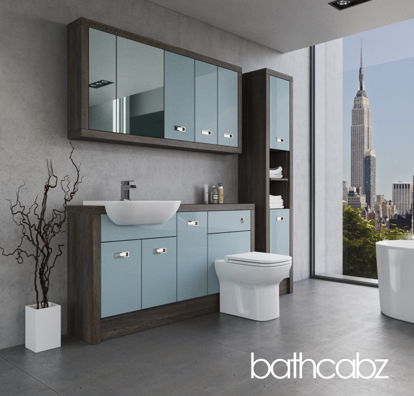 ATHENA NORWICH OAK BASE, WALL & TALL UNIT BATHROOM FITTED FURNITURE