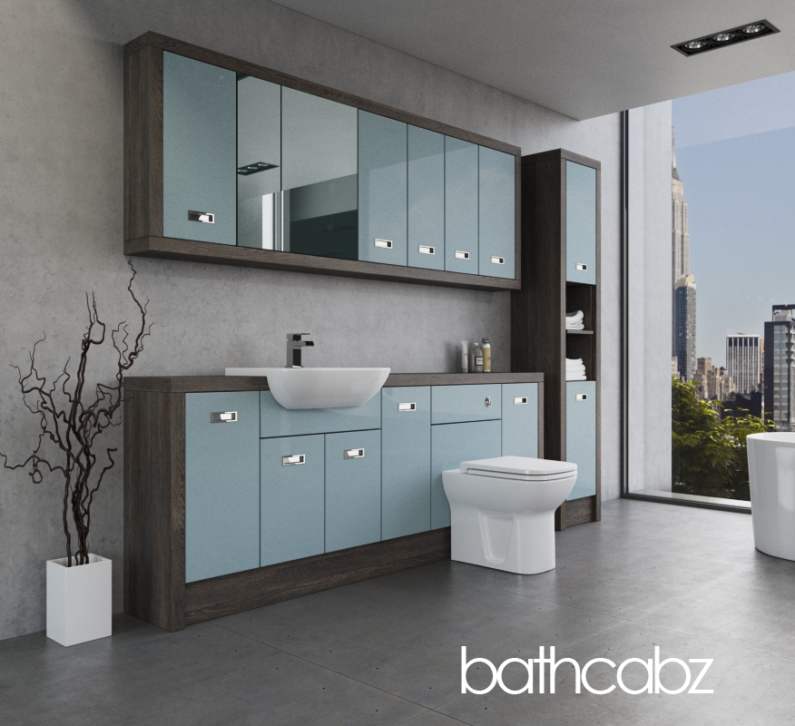 ATHENA NORWICH OAK BASE, WALL & TALL UNIT BATHROOM FITTED FURNITURE