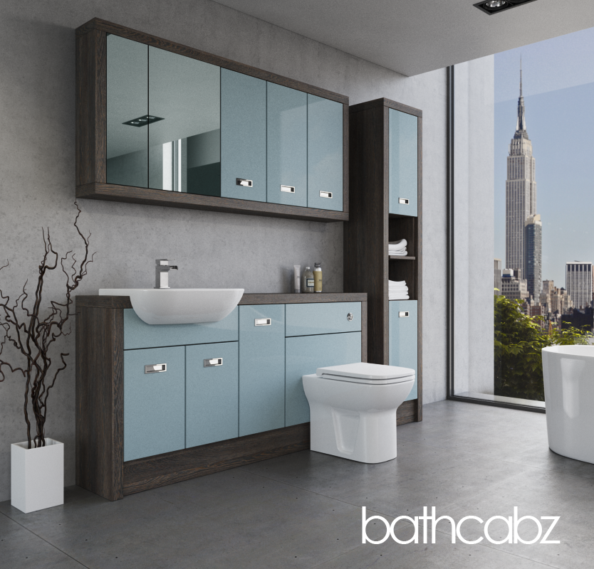 ATHENA NORWICH OAK BASE, WALL & TALL UNIT BATHROOM FITTED FURNITURE