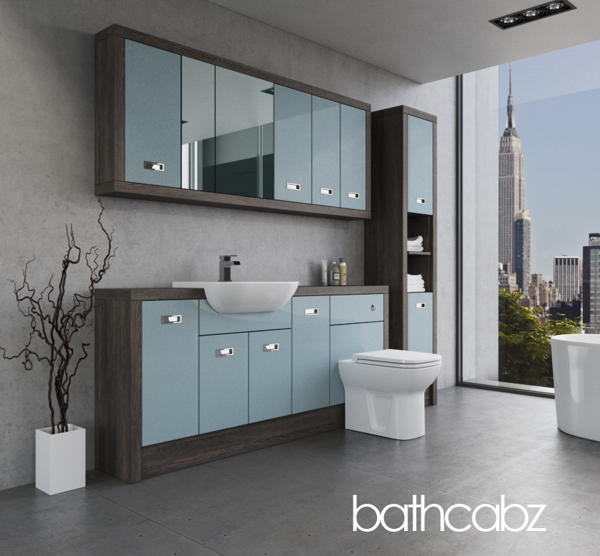 ATHENA NORWICH OAK BASE, WALL & TALL UNIT BATHROOM FITTED FURNITURE