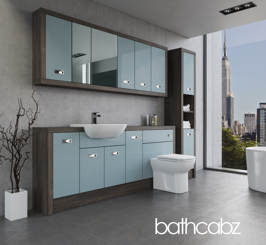 ATHENA NORWICH OAK BASE, WALL & TALL UNIT BATHROOM FITTED FURNITURE
