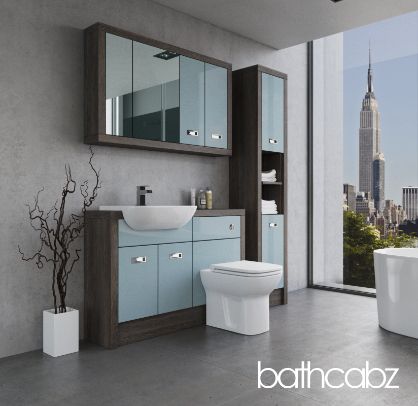 ATHENA NORWICH OAK BASE, WALL & TALL UNIT BATHROOM FITTED FURNITURE