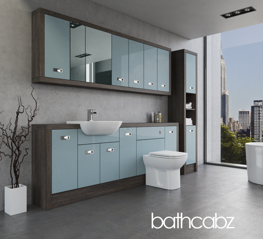 ATHENA NORWICH OAK BASE, WALL & TALL UNIT BATHROOM FITTED FURNITURE