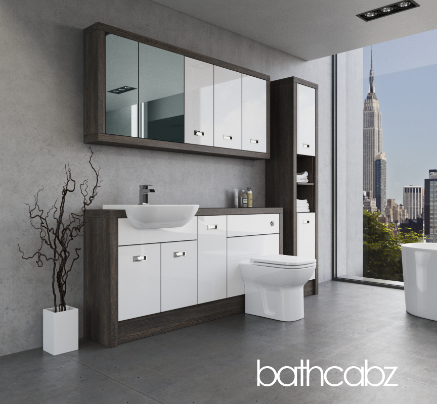 ATHENA NORWICH OAK BASE, WALL & TALL UNIT BATHROOM FITTED FURNITURE
