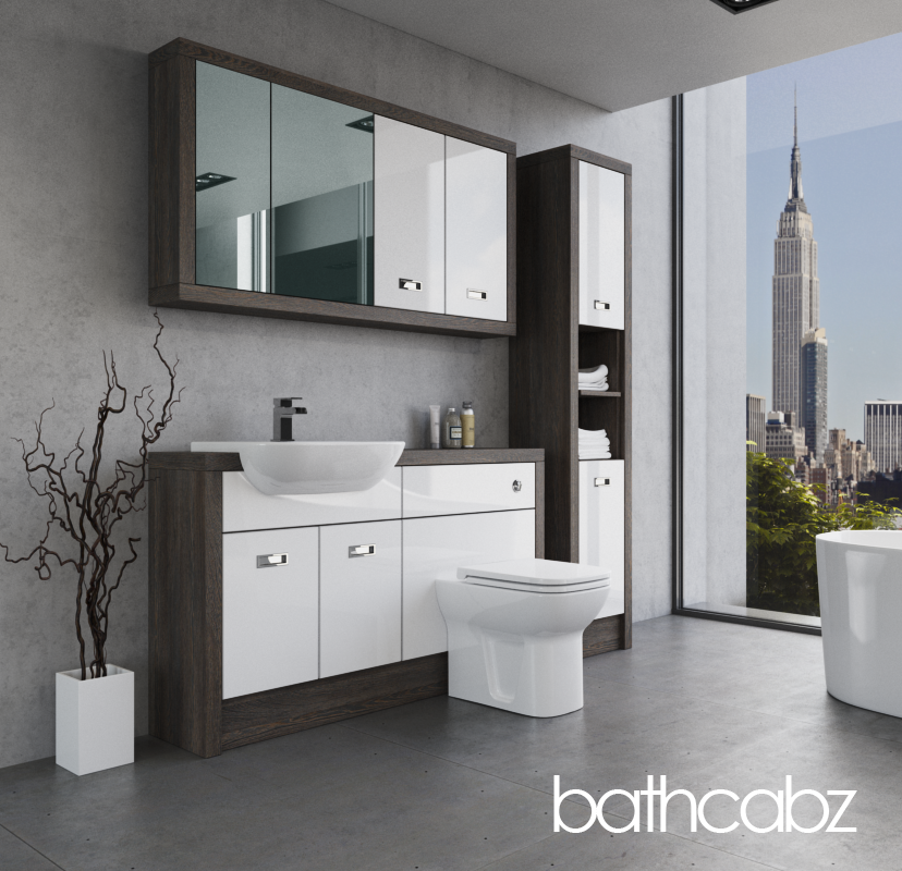 ATHENA NORWICH OAK BASE, WALL & TALL UNIT BATHROOM FITTED FURNITURE