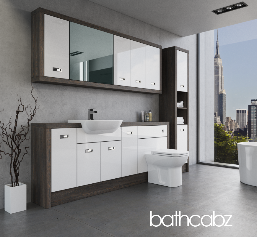 ATHENA NORWICH OAK BASE, WALL & TALL UNIT BATHROOM FITTED FURNITURE