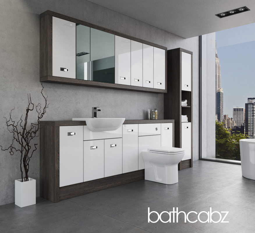 ATHENA NORWICH OAK BASE, WALL & TALL UNIT BATHROOM FITTED FURNITURE