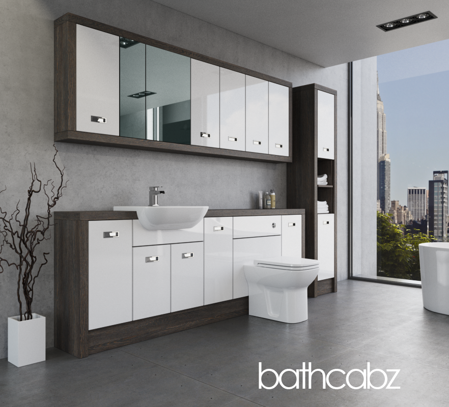 ATHENA NORWICH OAK BASE, WALL & TALL UNIT BATHROOM FITTED FURNITURE
