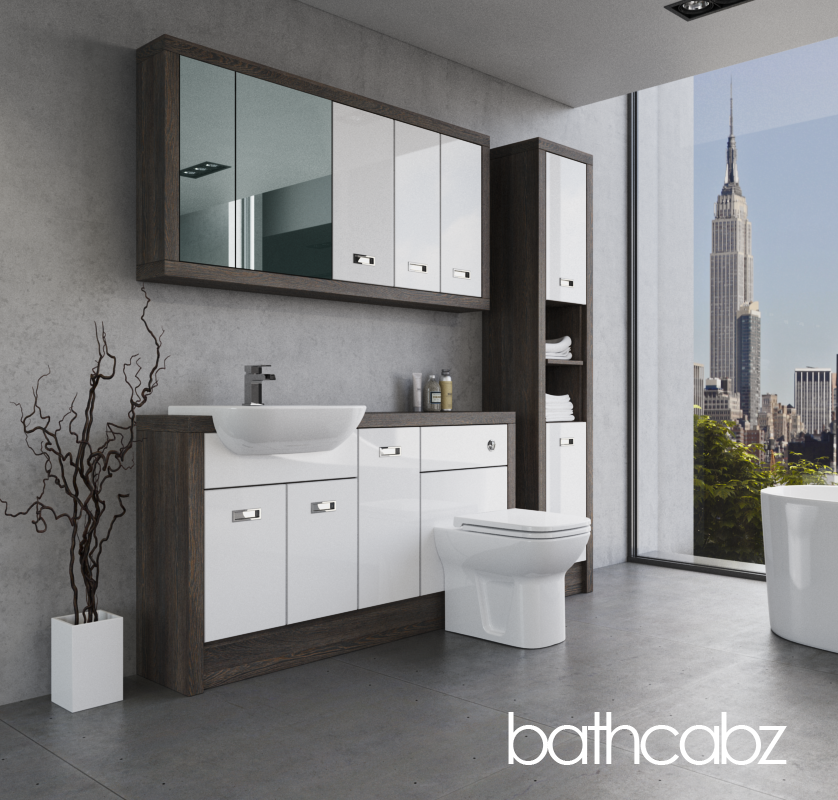 ATHENA NORWICH OAK BASE, WALL & TALL UNIT BATHROOM FITTED FURNITURE