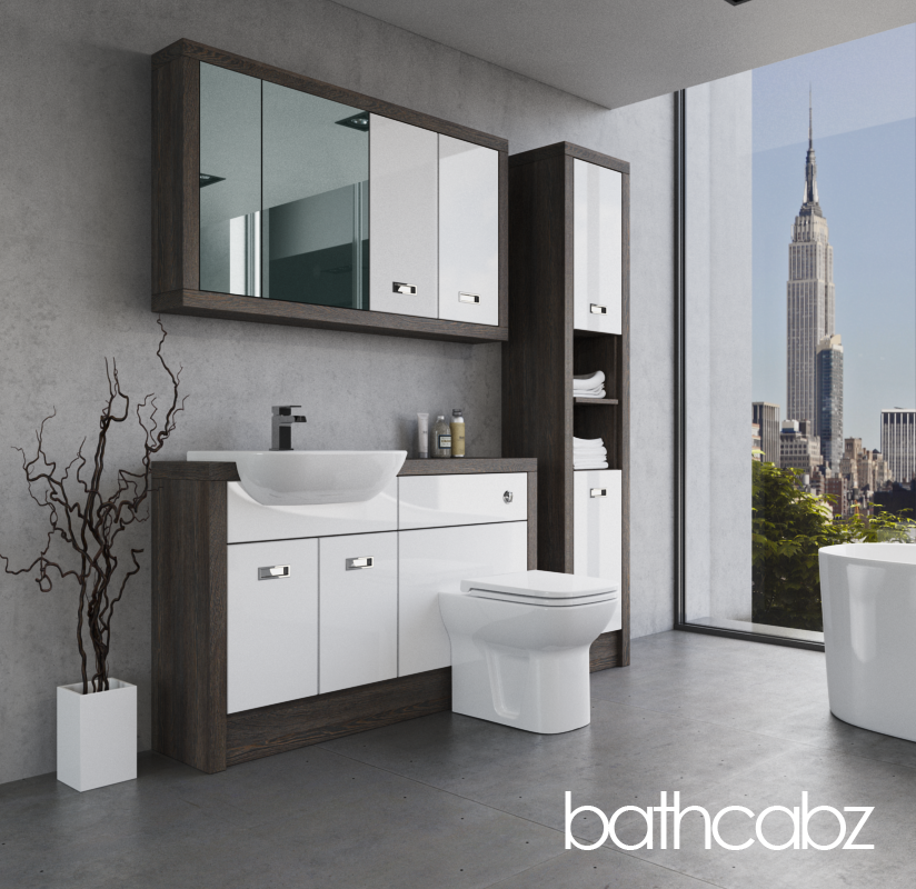 ATHENA NORWICH OAK BASE, WALL & TALL UNIT BATHROOM FITTED FURNITURE