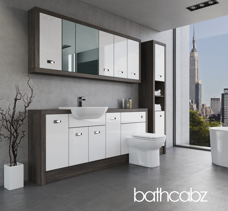 ATHENA NORWICH OAK BASE, WALL & TALL UNIT BATHROOM FITTED FURNITURE