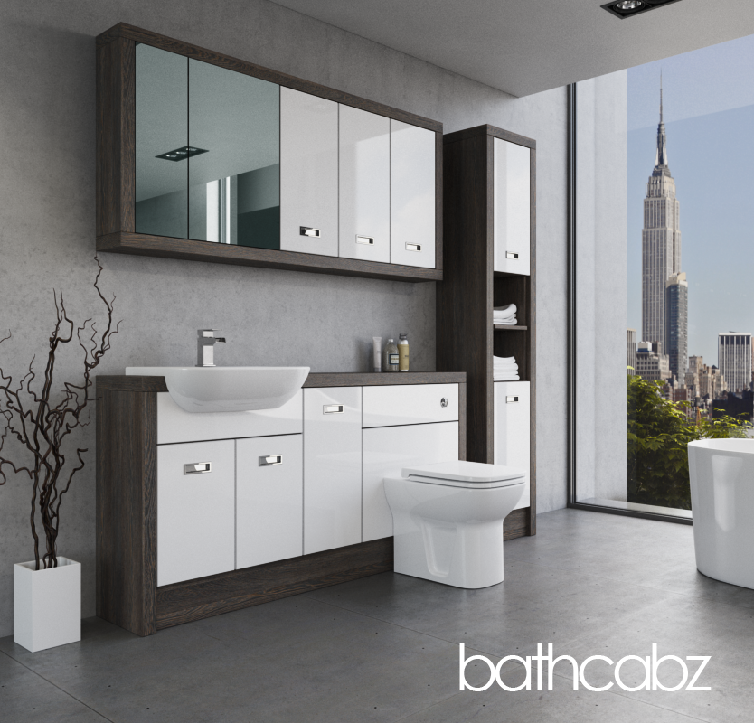 ATHENA NORWICH OAK BASE, WALL & TALL UNIT BATHROOM FITTED FURNITURE