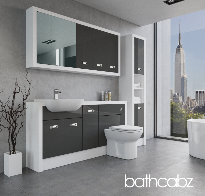ATHENA WHITE MATT BASE, WALL & TALL UNIT BATHROOM FITTED FURNITURE