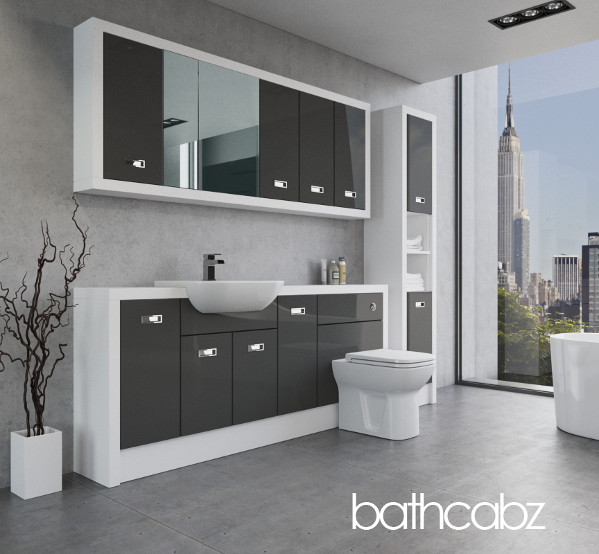 ATHENA WHITE MATT BASE, WALL & TALL UNIT BATHROOM FITTED FURNITURE