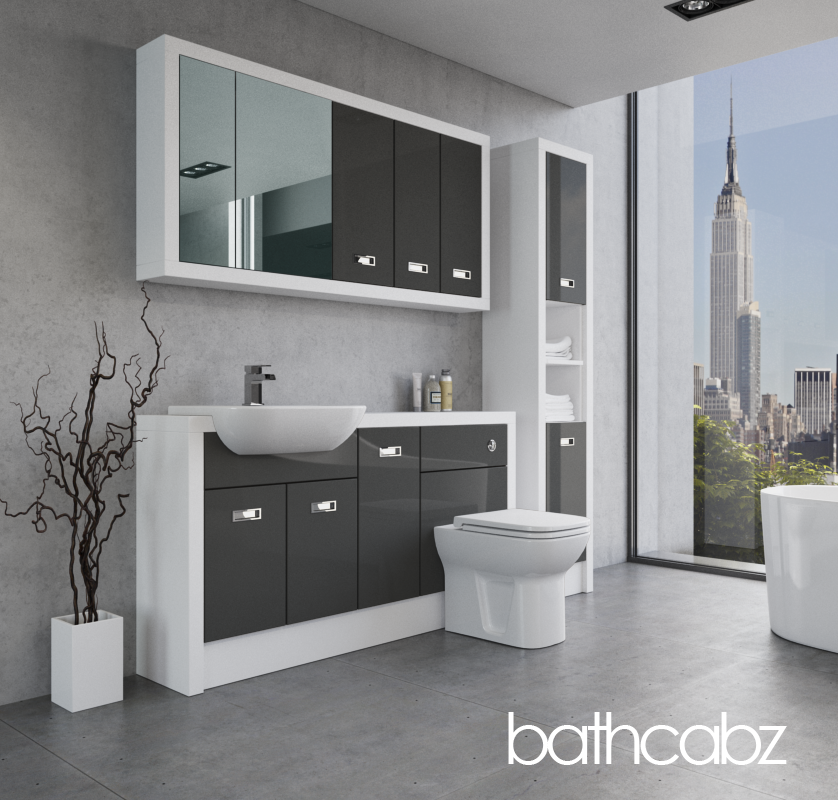 ATHENA WHITE MATT BASE, WALL & TALL UNIT BATHROOM FITTED FURNITURE