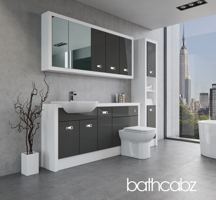 ATHENA WHITE MATT BASE, WALL & TALL UNIT BATHROOM FITTED FURNITURE