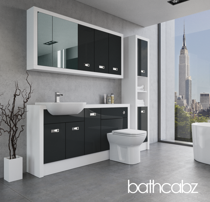 ATHENA WHITE MATT BASE, WALL & TALL UNIT BATHROOM FITTED FURNITURE