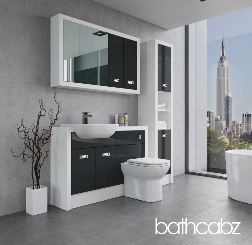 ATHENA WHITE MATT BASE, WALL & TALL UNIT BATHROOM FITTED FURNITURE