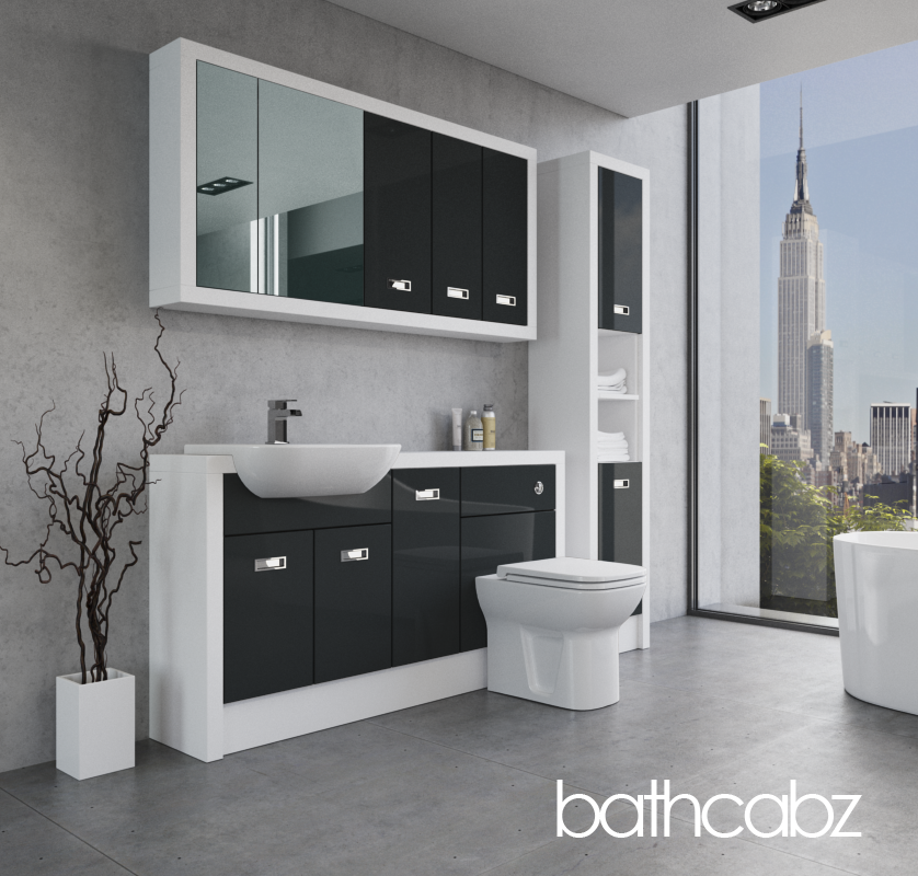 ATHENA WHITE MATT BASE, WALL & TALL UNIT BATHROOM FITTED FURNITURE