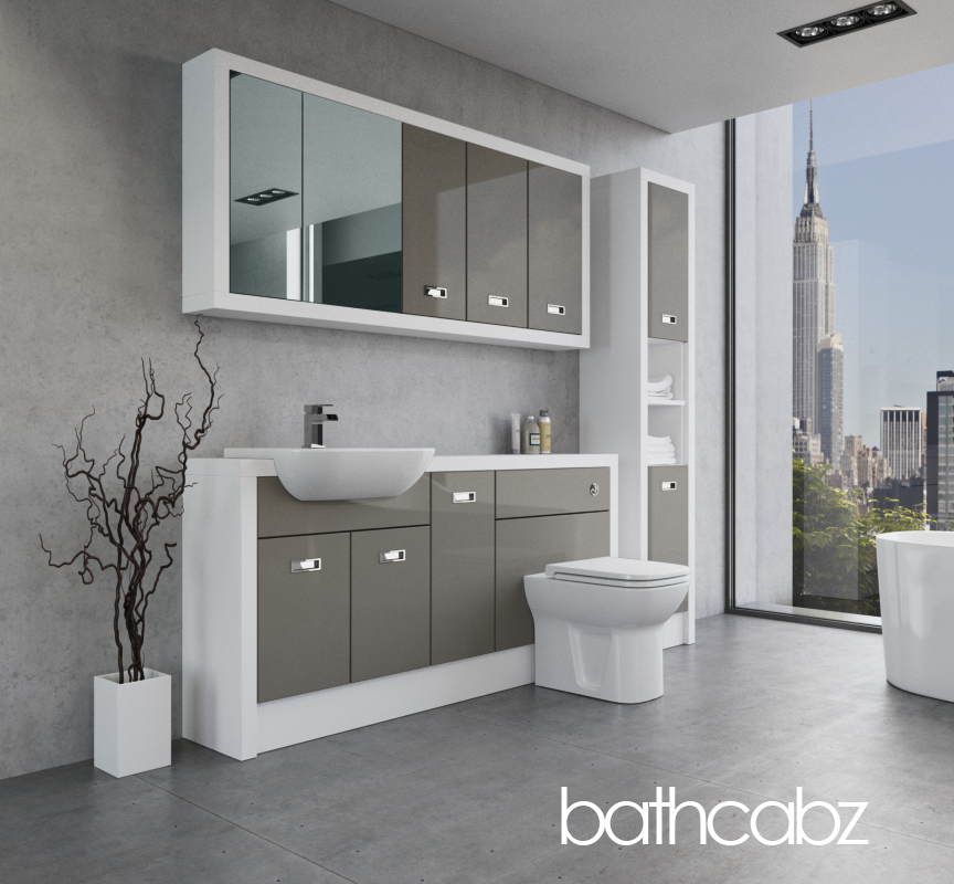 ATHENA WHITE MATT BASE, WALL & TALL UNIT BATHROOM FITTED FURNITURE
