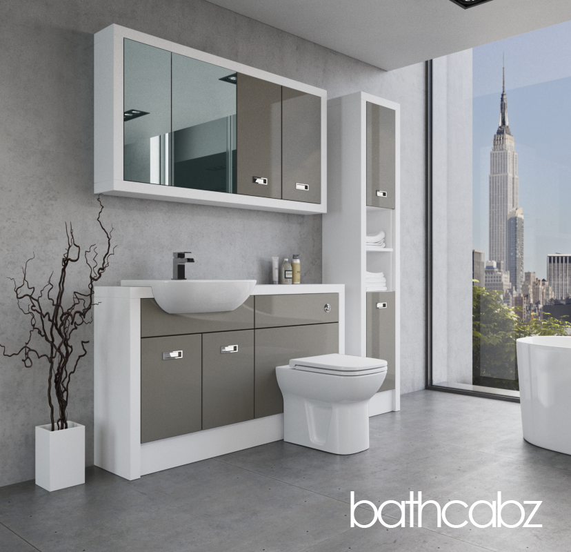 ATHENA WHITE MATT BASE, WALL & TALL UNIT BATHROOM FITTED FURNITURE