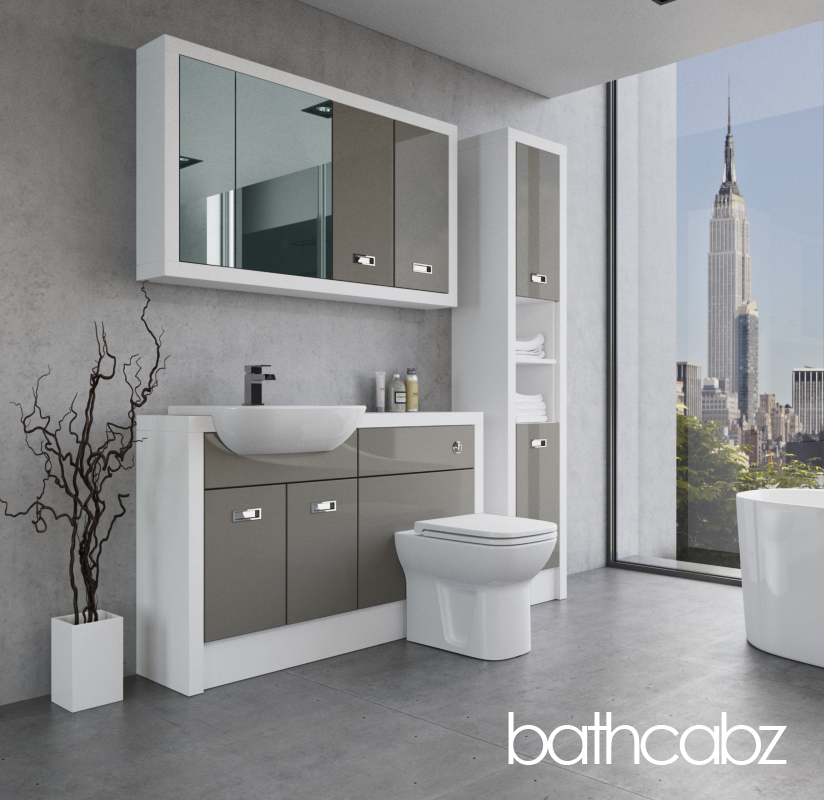 ATHENA WHITE MATT BASE, WALL & TALL UNIT BATHROOM FITTED FURNITURE