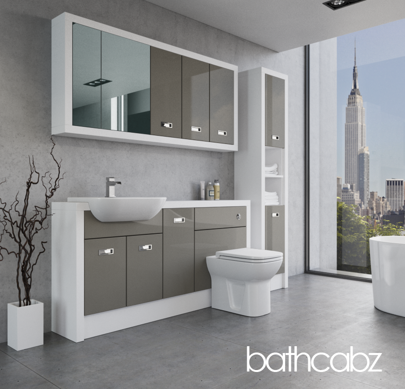 ATHENA WHITE MATT BASE, WALL & TALL UNIT BATHROOM FITTED FURNITURE