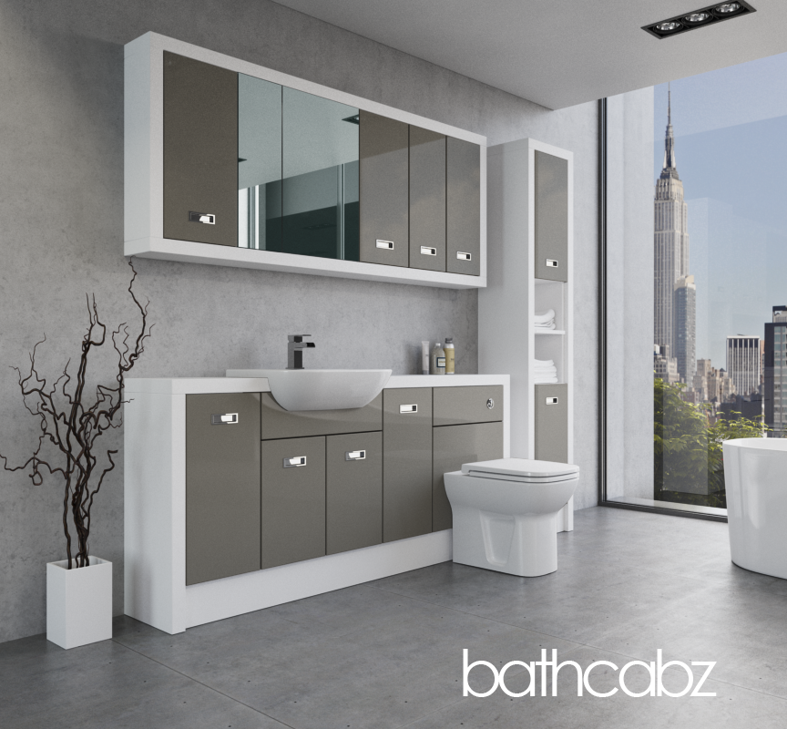 ATHENA WHITE MATT BASE, WALL & TALL UNIT BATHROOM FITTED FURNITURE