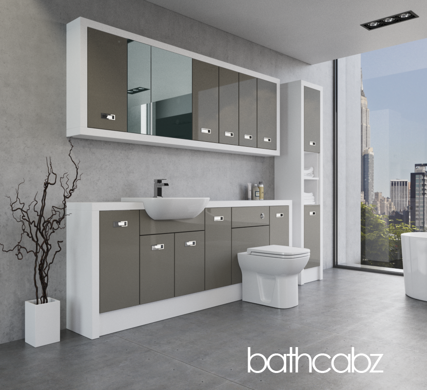 ATHENA WHITE MATT BASE, WALL & TALL UNIT BATHROOM FITTED FURNITURE