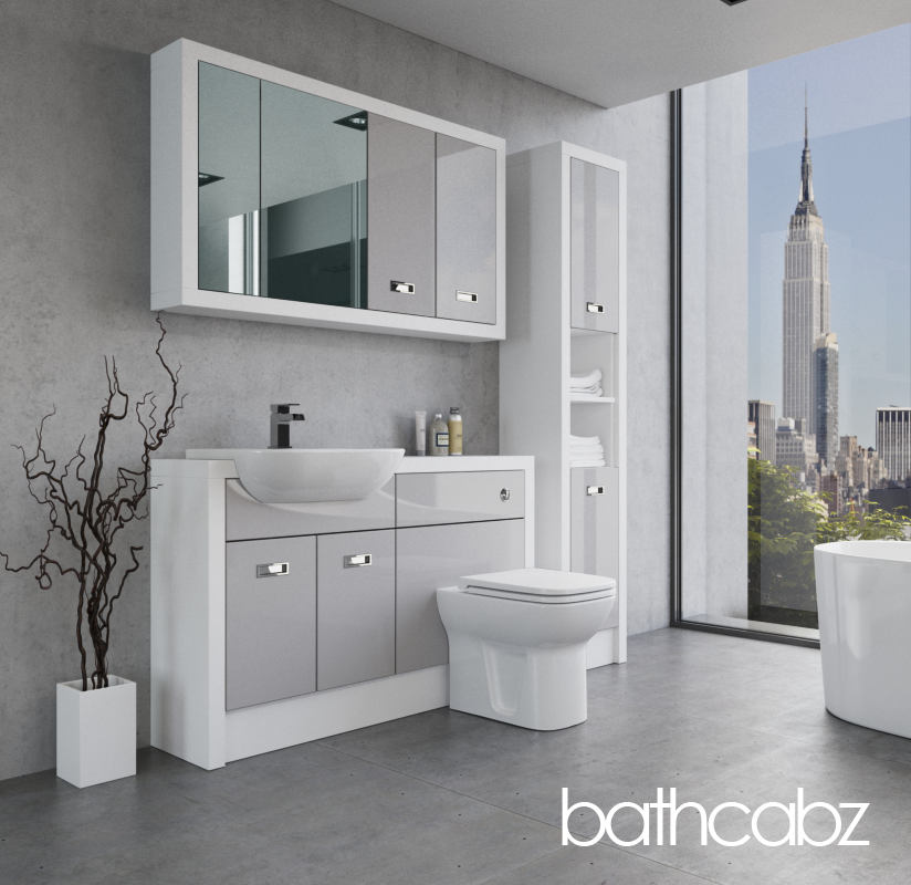 ATHENA WHITE MATT BASE, WALL & TALL UNIT BATHROOM FITTED FURNITURE