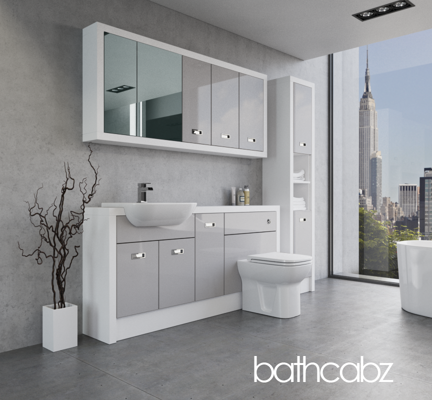 ATHENA WHITE MATT BASE, WALL & TALL UNIT BATHROOM FITTED FURNITURE