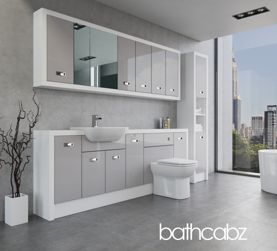 ATHENA WHITE MATT BASE, WALL & TALL UNIT BATHROOM FITTED FURNITURE