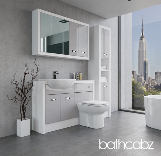 ATHENA WHITE MATT BASE, WALL & TALL UNIT BATHROOM FITTED FURNITURE